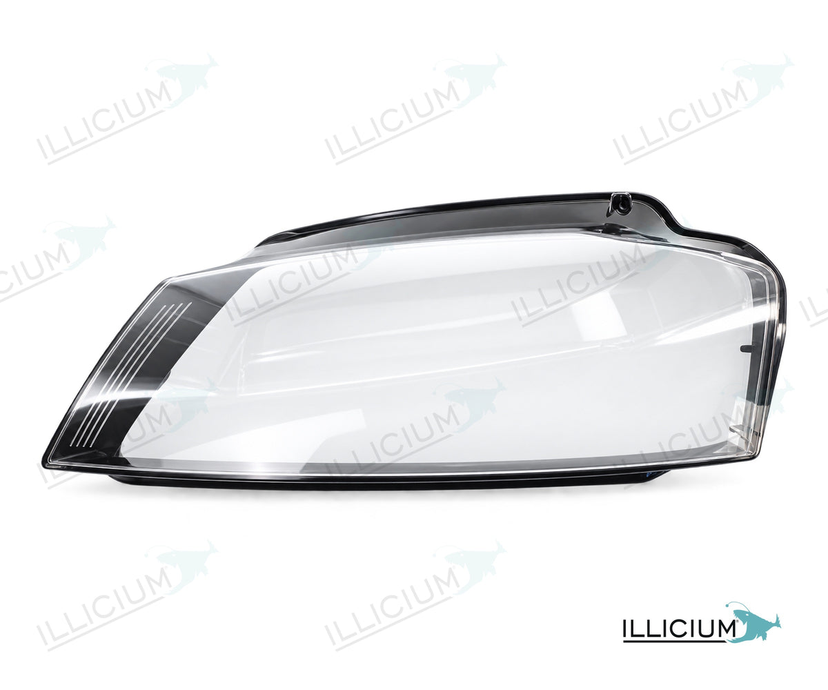 Audi A3 8P Facelift – Streuscheiben links in Fahrtrichtung, Produktillustration mit ILLICIUM-Logo