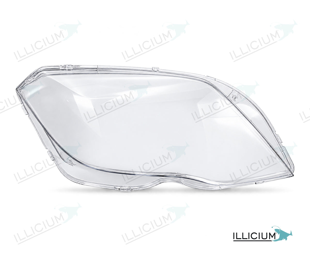 GLK X204 · Facelift – Scheinwerferglas rechts in Fahrtrichtung, Produktillustration mit ILLICIUM-Logo