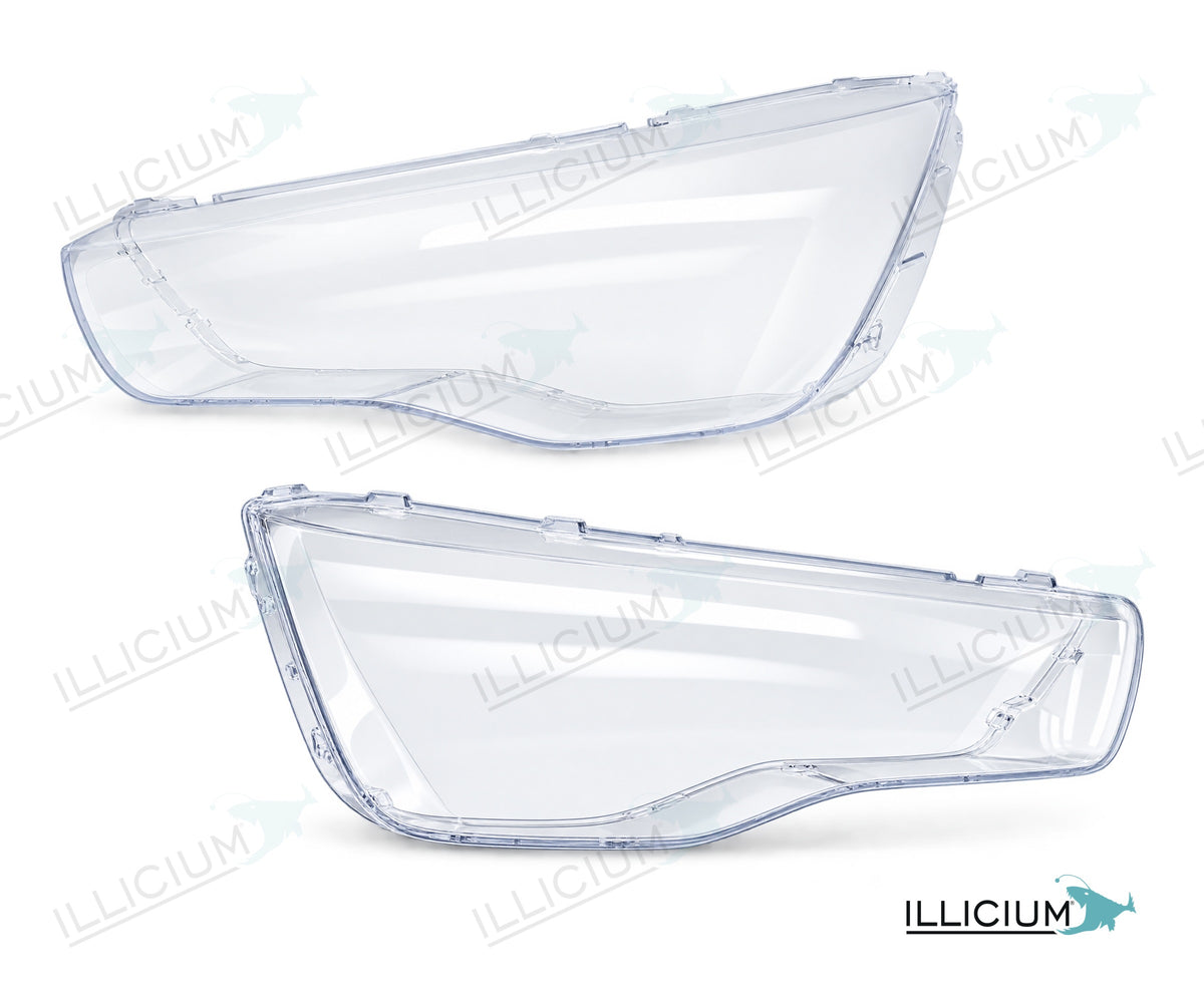Audi A1 8X Vorfacelift – Streuscheiben als Paar, links und rechts in Fahrtrichtung, Produktillustration mit ILLICIUM-Logo