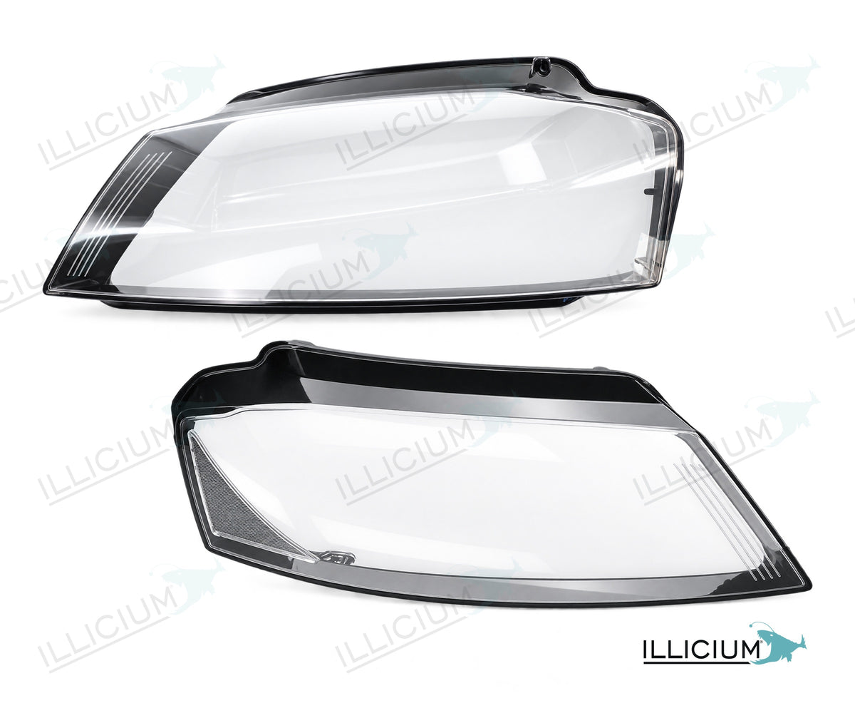 Audi A3 8P Facelift – Streuscheiben Paar links und rechts, Produktillustration mit ILLICIUM-Logo
