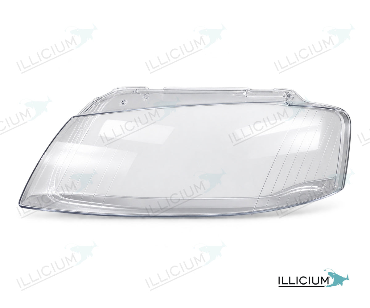 Audi A3 8P Vorfacelift – Streuscheiben links in Fahrtrichtung, Produktillustration mit ILLICIUM-Logo