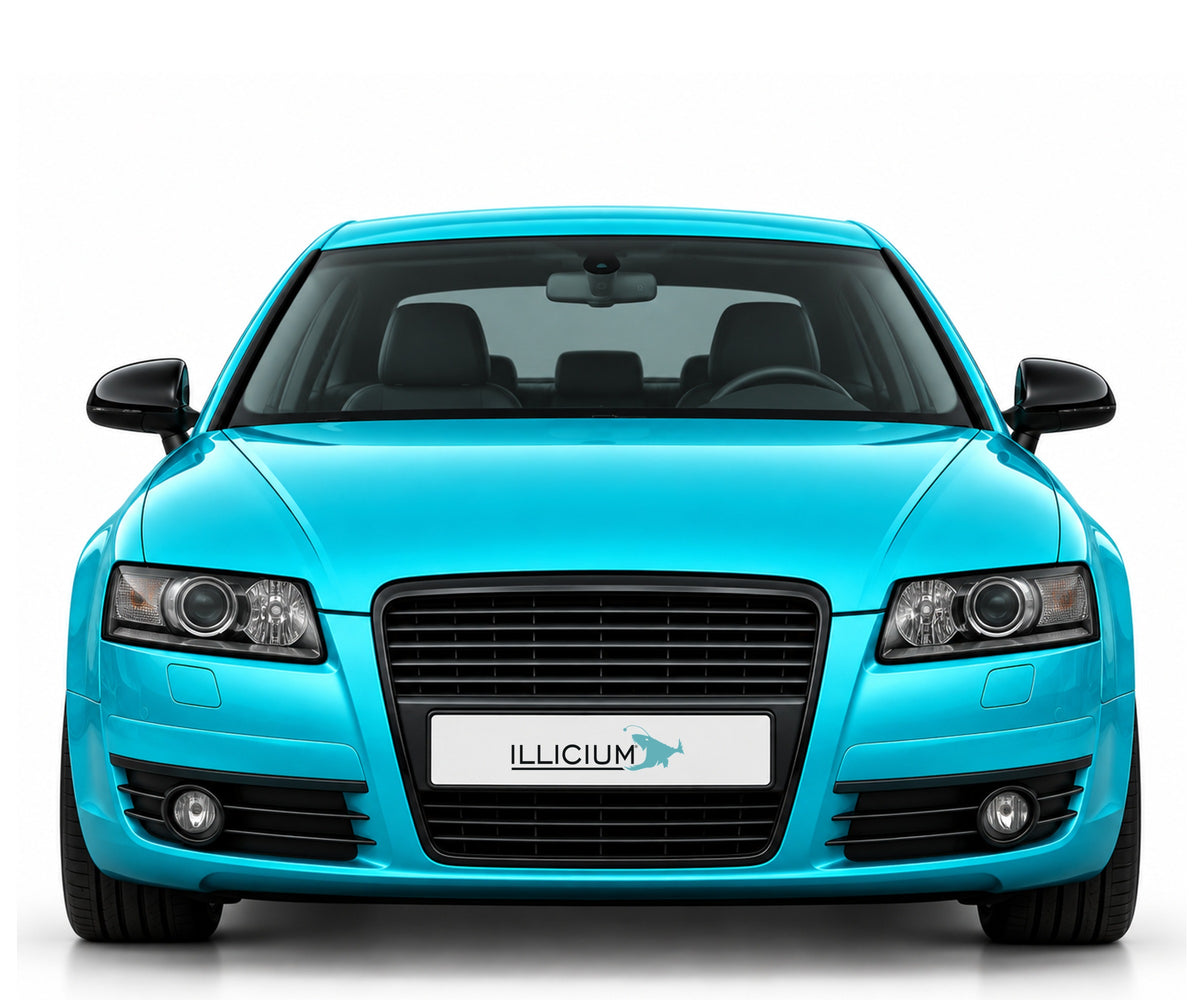 Audi A6 C6 Vorfacelift – Frontansicht in Türkis Metallic mit ILLICIUM-Kennzeichen