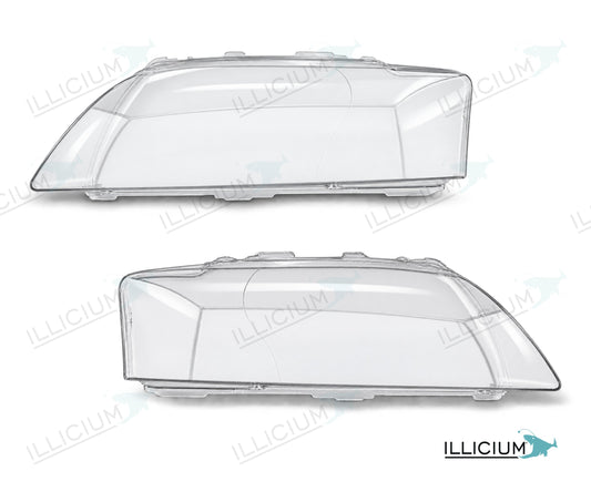 Audi A8 D3 – Streuscheiben Paar links und rechts, Produktillustration mit ILLICIUM-Logo