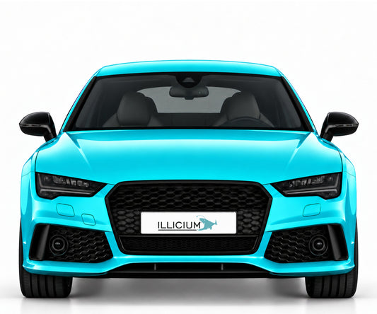 Audi RS7 C7 – Frontansicht in Türkis Metallic mit ILLICIUM-Kennzeichen