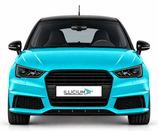 Audi S1 8X – Facelift-Front in Türkis Metallic mit ILLICIUM-Kennzeichen