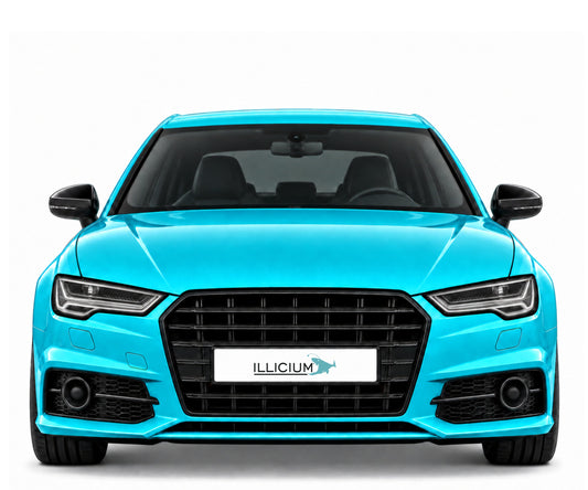 Audi S6 C7 Facelift – Frontansicht in Türkis Metallic mit ILLICIUM-Kennzeichen