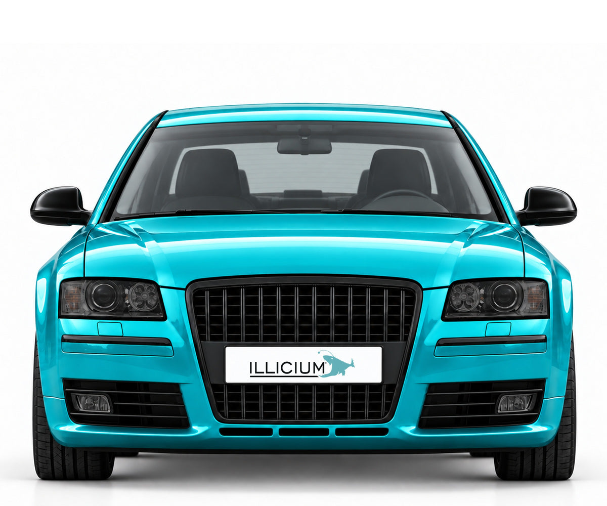 Audi S8 D3 – Frontansicht in Türkis Metallic mit ILLICIUM-Kennzeichen