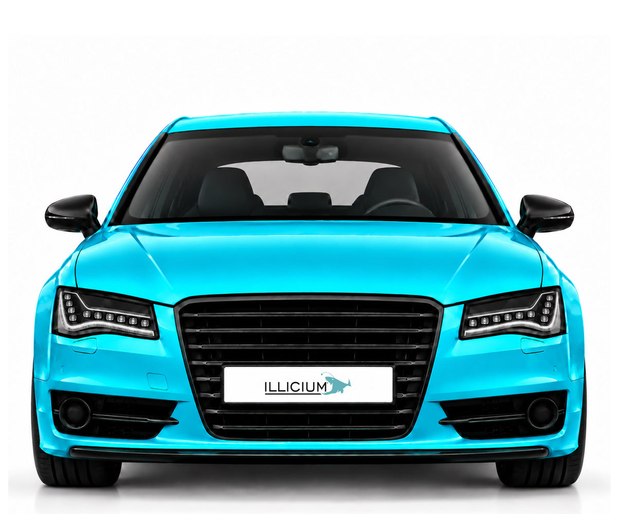 Audi S8 D4 Vorfacelift – Frontansicht in Türkis Metallic mit ILLICIUM-Kennzeichen