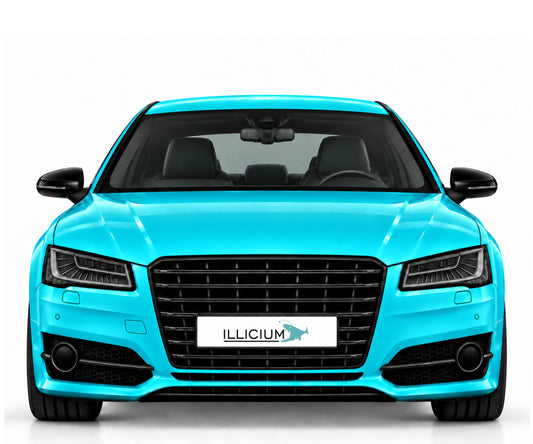 Audi S8 D4 – Frontansicht in Türkis Metallic mit ILLICIUM-Kennzeichen