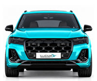 Audi SQ7 4M zweite Modellpflege ab 2024 – Frontansicht in Türkis Metallic mit ILLICIUM-Kennzeichen