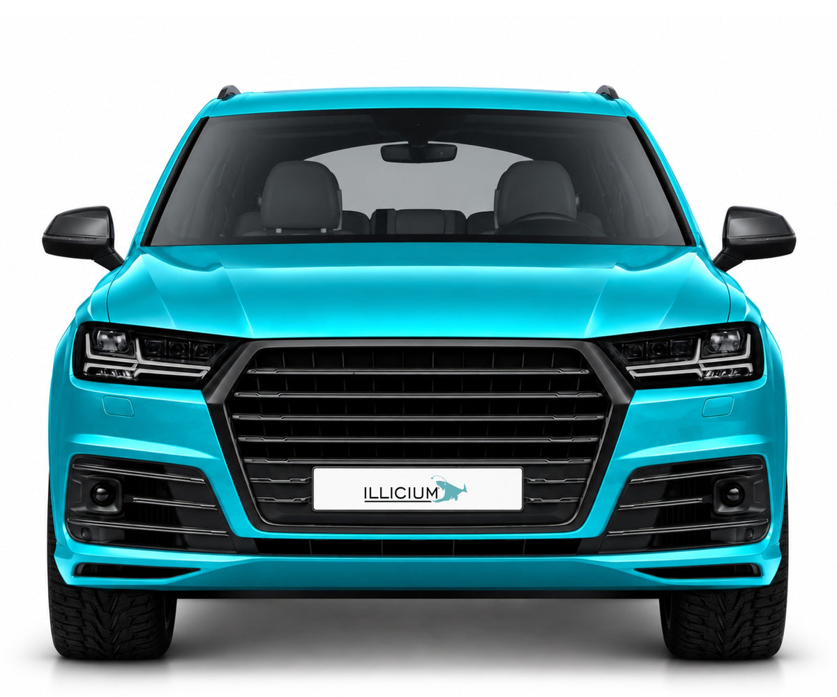 Audi SQ7 4M Vorfacelift – Frontansicht in Türkis Metallic mit ILLICIUM-Kennzeichen