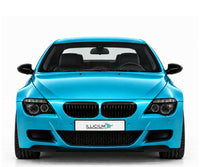 BMW E63 / E64 · Vorfacelift – M6 Coupé · Xenon · frühe Ausführung, Frontansicht in Türkis Metallic mit schwarzen Anbauteilen und ILLICIUM-Kennzeichen