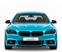 BMW F10 / F11 · LCI – 5er Limousine M Sport · Xenon, Frontansicht in Türkis Metallic mit schwarzen Anbauteilen und ILLICIUM-Kennzeichen