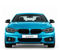 BMW F32 / F33 / F36 / F82 · LCI – 440i M Sport Coupé · adaptive LED, Frontansicht in Türkis Metallic mit schwarzen Anbauteilen und ILLICIUM-Kennzeichen