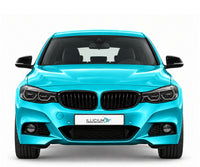 BMW F34 Gran Turismo · LCI – 340i M Sport · LED, Frontansicht in Türkis Metallic mit schwarzen Anbauteilen und ILLICIUM-Kennzeichen