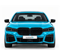 BMW G11 / G12 · LCI – 750i xDrive M Sport G11 LCI 05/2019, Frontansicht in Türkis Metallic mit schwarzen Anbauteilen und ILLICIUM-Kennzeichen