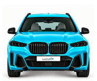 BMW X5 G18 · 40Li Facelift – Frontansicht in Türkis Metallic, schwarze Anbauteile, ausgeschaltete dunkle Scheinwerfer und Original-ILLICIUM-Kennzeichen