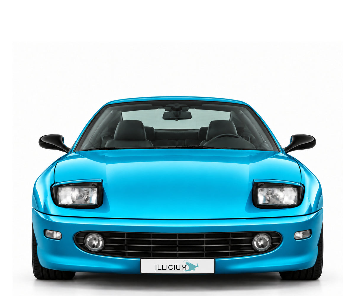 Ferrari 456M GT – Frontansicht in Türkis Metallic mit Original-ILLICIUM-Kennzeichen; Produktillustration