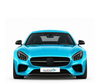 C190 · AMG GT S · frühe Front 2015–2018 – Fahrzeugillustration in Türkis Metallic, schwarze Anbauteile, neutrale Emblemform und ILLICIUM-Kennzeichen