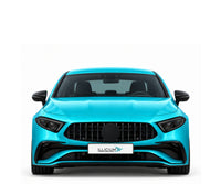 C257 · CLS53 AMG · Facelift – Fahrzeugillustration in Türkis Metallic, schwarze Anbauteile, neutrale Emblemform und ILLICIUM-Kennzeichen