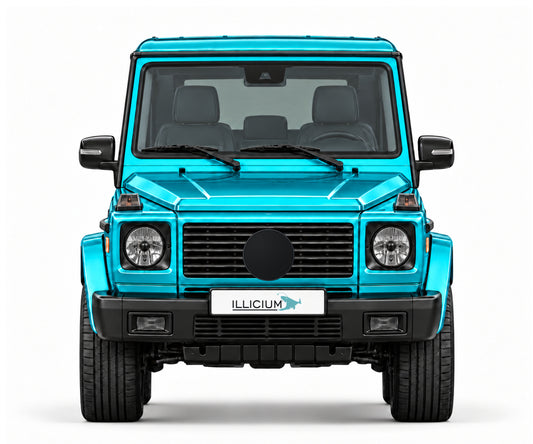 W463 · G55 AMG Kompressor · MY2005 – Fahrzeugillustration in Türkis Metallic, schwarze Anbauteile, neutrale Emblemform und ILLICIUM-Kennzeichen