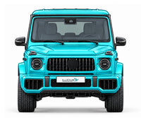 W465 · G63 AMG · Facelift ab2024 – Fahrzeugillustration in Türkis Metallic, schwarze Anbauteile, neutrale Emblemform und ILLICIUM-Kennzeichen