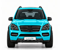 GL X164 · Exclusive Styling · Facelift2010 – Fahrzeugillustration in Türkis Metallic, schwarze Anbauteile, neutrale Emblemform und ILLICIUM-Kennzeichen