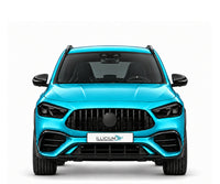 GLA H247 · GLA45 S · Facelift ab Oktober2023 – Fahrzeugillustration in Türkis Metallic, schwarze Anbauteile, neutrale Emblemform und ILLICIUM-Kennzeichen