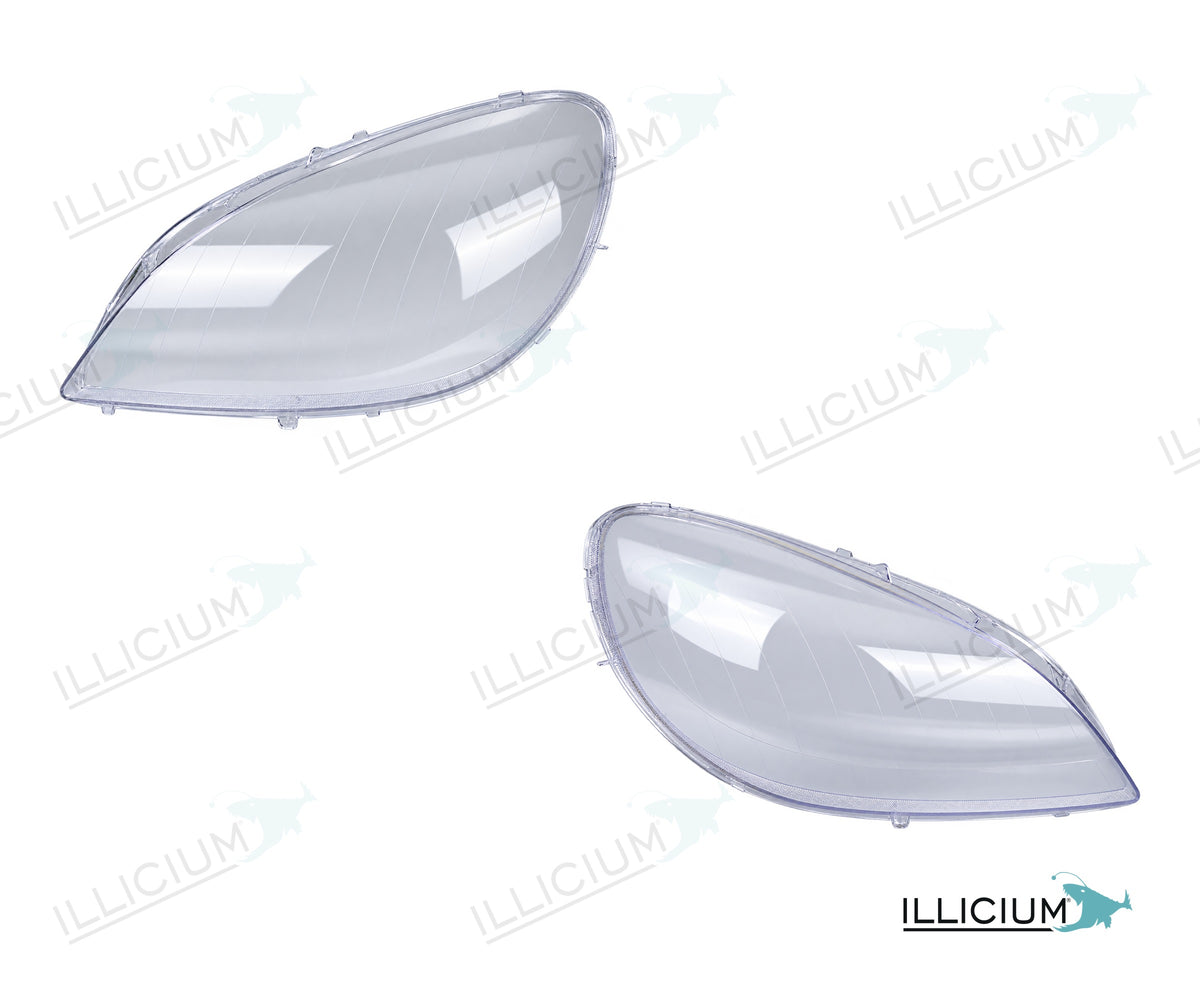 B-Klasse W245 · Artikel A31-4662 – Scheinwerferglas Paar, links und rechts in Fahrtrichtung, Produktillustration mit ILLICIUM-Logo