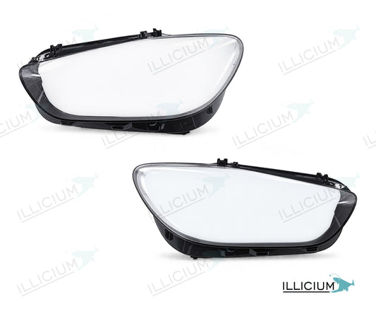 B-Klasse W247 – Scheinwerferglas Paar, links und rechts in Fahrtrichtung, Produktillustration mit ILLICIUM-Logo
