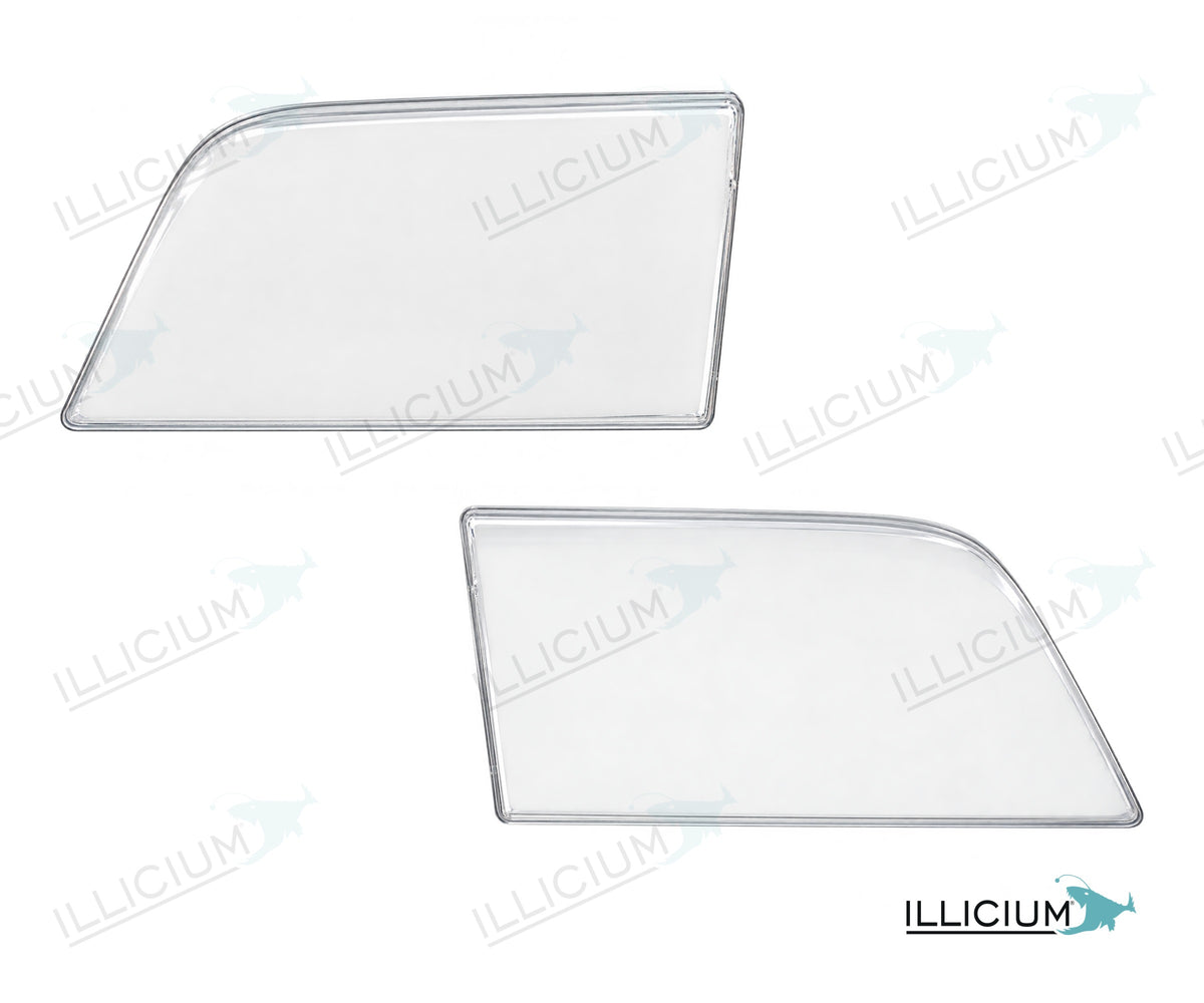 C-Klasse W202 · Clear-Aftermarket LENH-BZ071 – Scheinwerferglas Paar, links und rechts in Fahrtrichtung, Produktillustration mit ILLICIUM-Logo