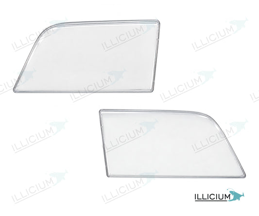 C-Klasse W202 · Clear-Aftermarket LENH-BZ071 – Scheinwerferglas Paar, links und rechts in Fahrtrichtung, Produktillustration mit ILLICIUM-Logo