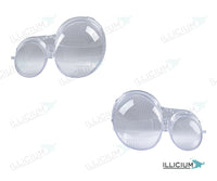 E-Klasse W210 · Halogen Facelift A31-4686 – Scheinwerferglas Paar, links und rechts in Fahrtrichtung, Produktillustration mit ILLICIUM-Logo