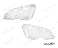 E-Klasse W212 · Vorfacelift – Scheinwerferglas Paar, links und rechts in Fahrtrichtung, Produktillustration mit ILLICIUM-Logo