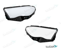 E-Klasse W214 · Vorfacelift – Scheinwerferglas Paar, links und rechts in Fahrtrichtung, Produktillustration mit ILLICIUM-Logo