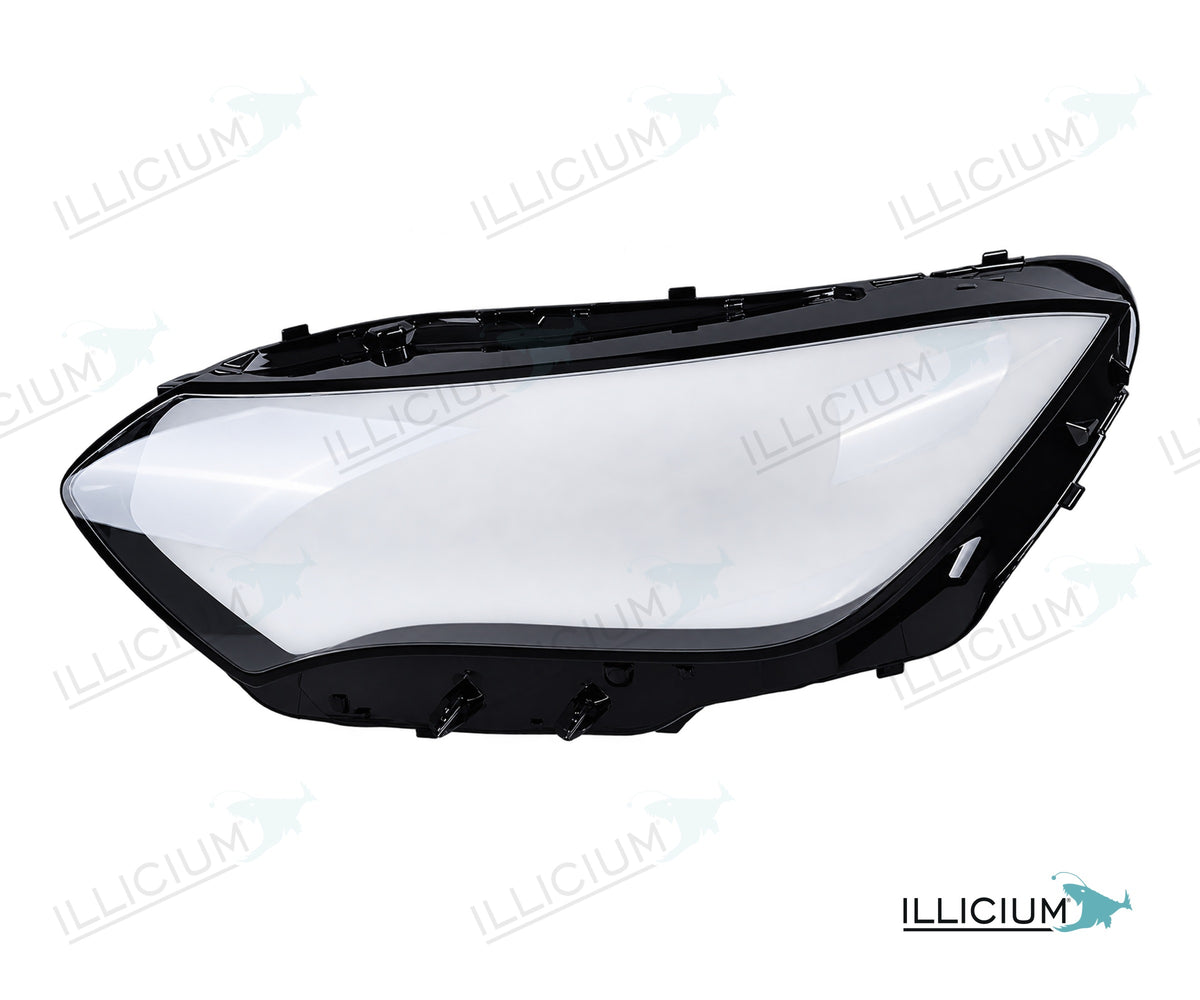 EQE V295 Limousine · Artikel A31-4736 – Scheinwerferglas links in Fahrtrichtung, Produktillustration mit ILLICIUM-Logo