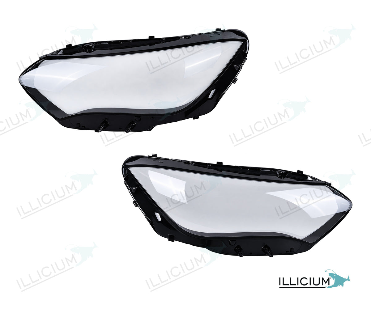 EQE V295 Limousine · Artikel A31-4736 – Scheinwerferglas Paar, links und rechts in Fahrtrichtung, Produktillustration mit ILLICIUM-Logo