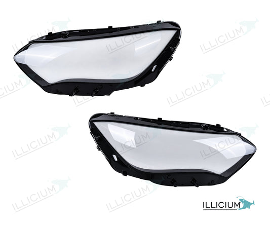 EQE V295 Limousine · Artikel A31-4736 – Scheinwerferglas Paar, links und rechts in Fahrtrichtung, Produktillustration mit ILLICIUM-Logo