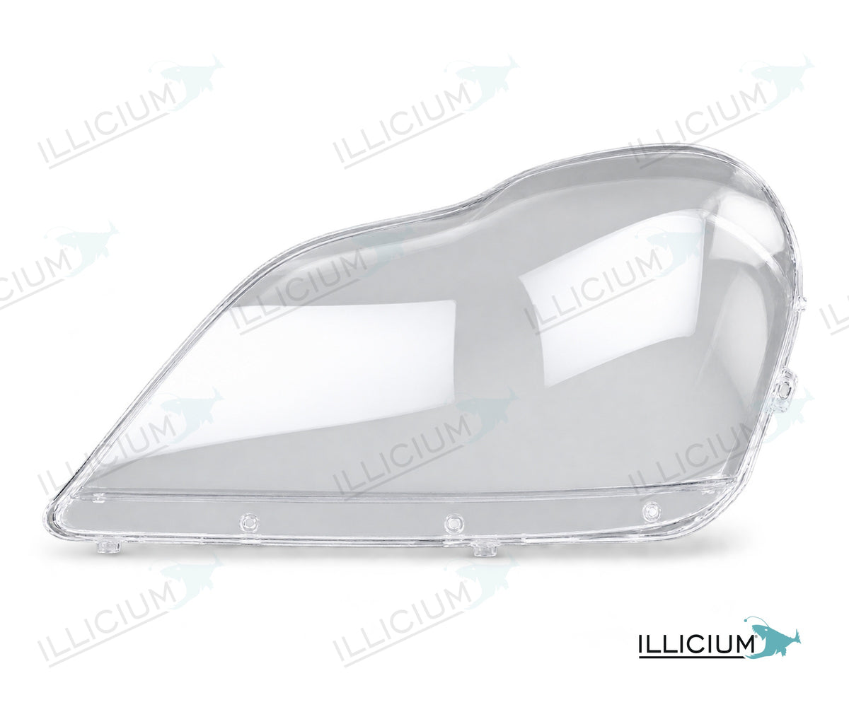 GL X164 – Scheinwerferglas links in Fahrtrichtung, Produktillustration mit ILLICIUM-Logo