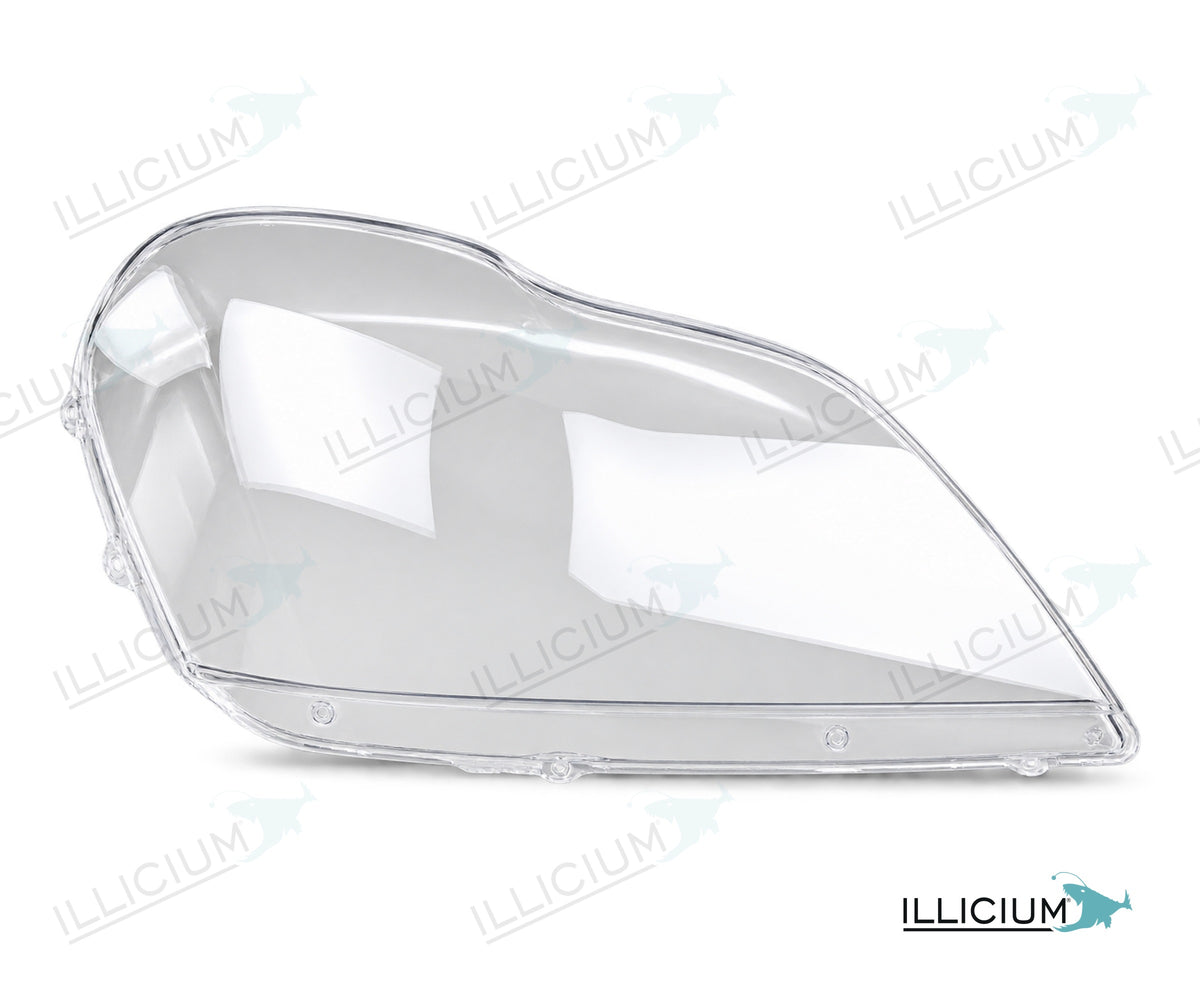 GL X164 – Scheinwerferglas rechts in Fahrtrichtung, Produktillustration mit ILLICIUM-Logo