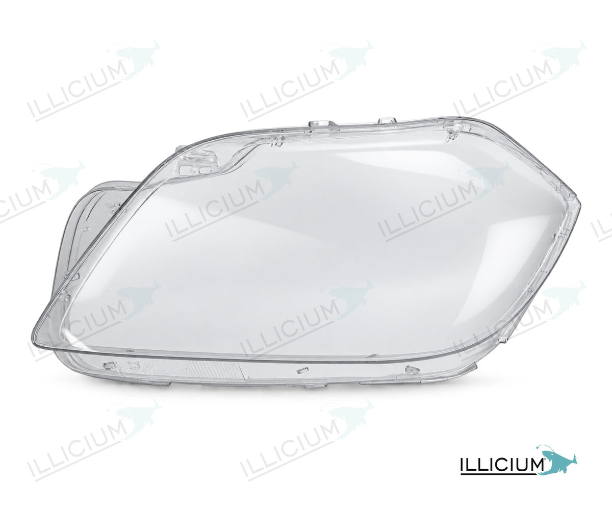 GL X166 · Vorfacelift – Scheinwerferglas links in Fahrtrichtung, Produktillustration mit ILLICIUM-Logo