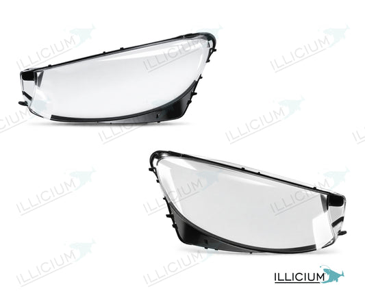 GLC X253 · Vorfacelift – Scheinwerferglas Paar, links und rechts in Fahrtrichtung, Produktillustration mit ILLICIUM-Logo