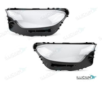 GLC X254/C254 · konkrete Lieferantenhaube – Scheinwerferglas Paar, links und rechts in Fahrtrichtung, Produktillustration mit ILLICIUM-Logo
