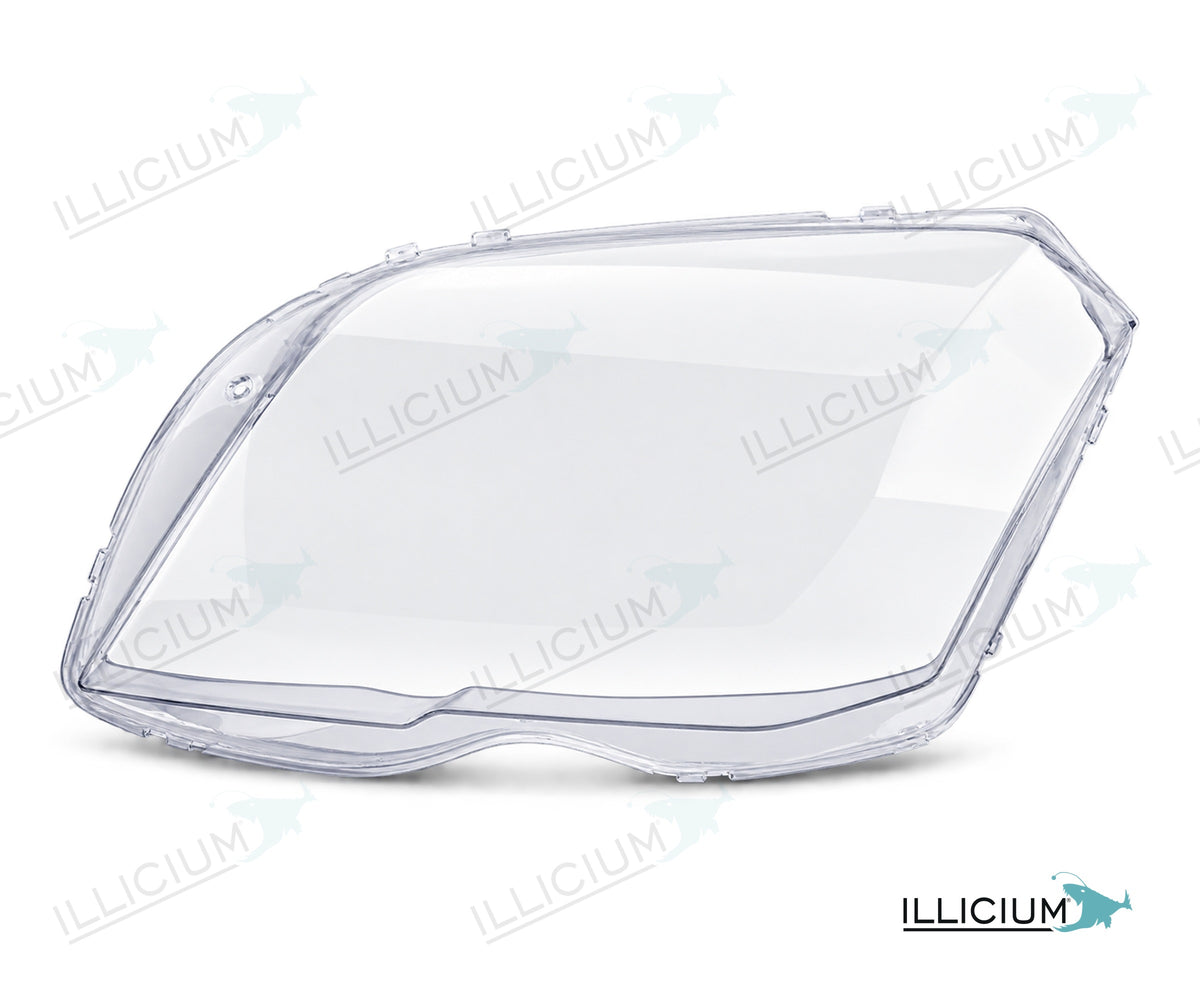 GLK X204 · Vorfacelift – Scheinwerferglas links in Fahrtrichtung, Produktillustration mit ILLICIUM-Logo