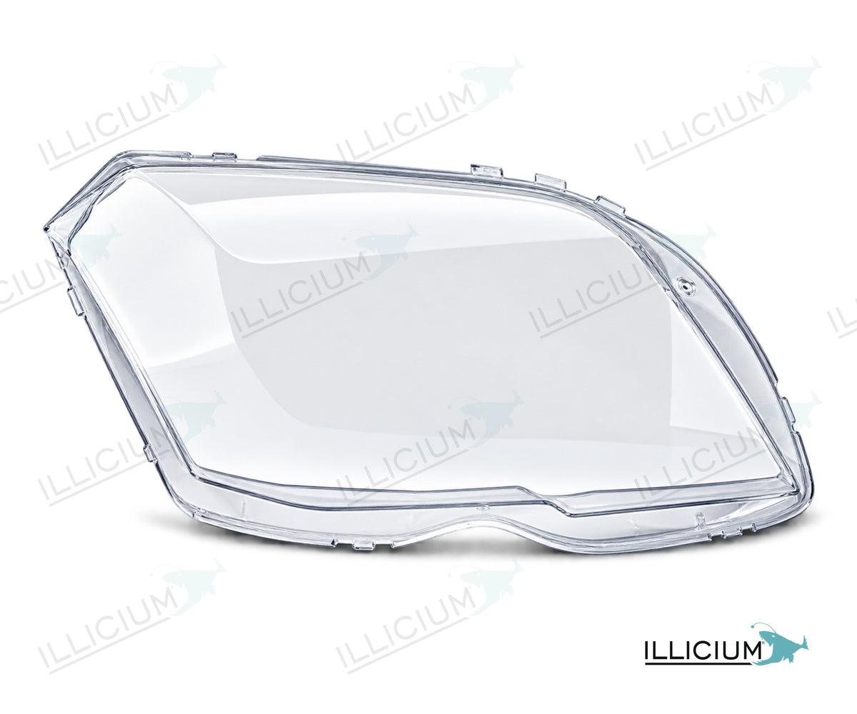 GLK X204 · Vorfacelift – Scheinwerferglas rechts in Fahrtrichtung, Produktillustration mit ILLICIUM-Logo