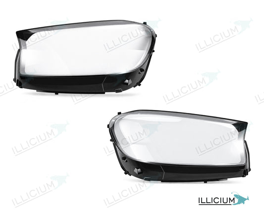 GLS X167 · Vorfacelift – Scheinwerferglas Paar, links und rechts in Fahrtrichtung, Produktillustration mit ILLICIUM-Logo