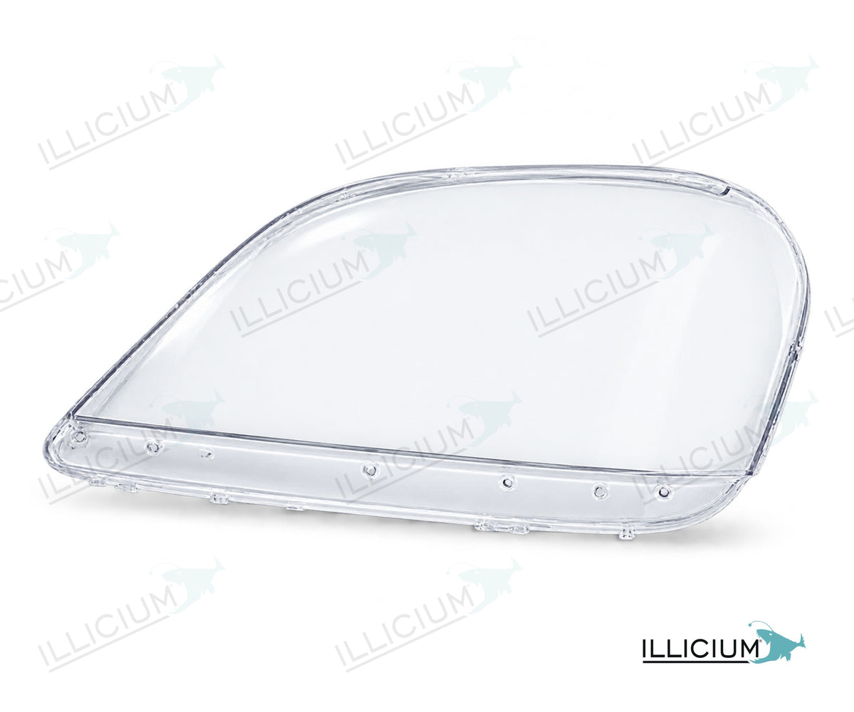 ML W164 · Vorfacelift – Scheinwerferglas links in Fahrtrichtung, Produktillustration mit ILLICIUM-Logo