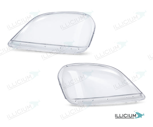 ML W164 · Vorfacelift – Scheinwerferglas Paar, links und rechts in Fahrtrichtung, Produktillustration mit ILLICIUM-Logo