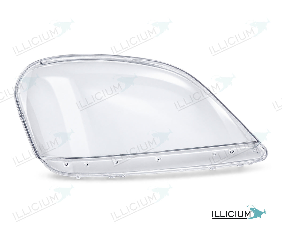 ML W164 · Vorfacelift – Scheinwerferglas rechts in Fahrtrichtung, Produktillustration mit ILLICIUM-Logo