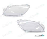 ML W166 – Scheinwerferglas Paar, links und rechts in Fahrtrichtung, Produktillustration mit ILLICIUM-Logo
